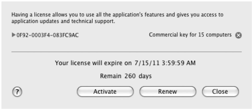 KASPERSKY ANTI-VIRUS 2011 FOR MAC - VIEWING LICENSE INFORMATION - 1