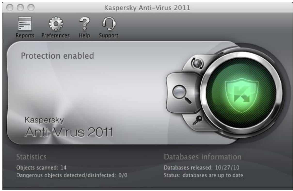 KASPERSKY ANTI-VIRUS 2011 FOR MAC - MAIN APPLICATION WINDOW - 1