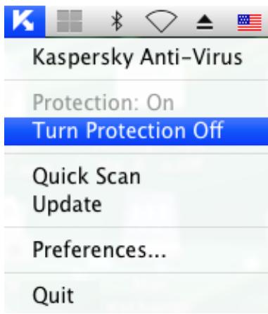 KASPERSKY ANTI-VIRUS 2011 FOR MAC - DISABLING FILE PROTECTION - 1