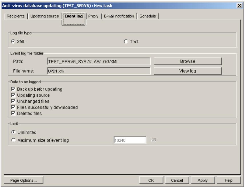 KASPERSKY ANTI-VIRUS 5.7 - B.1.3. The Event log Tab - 1