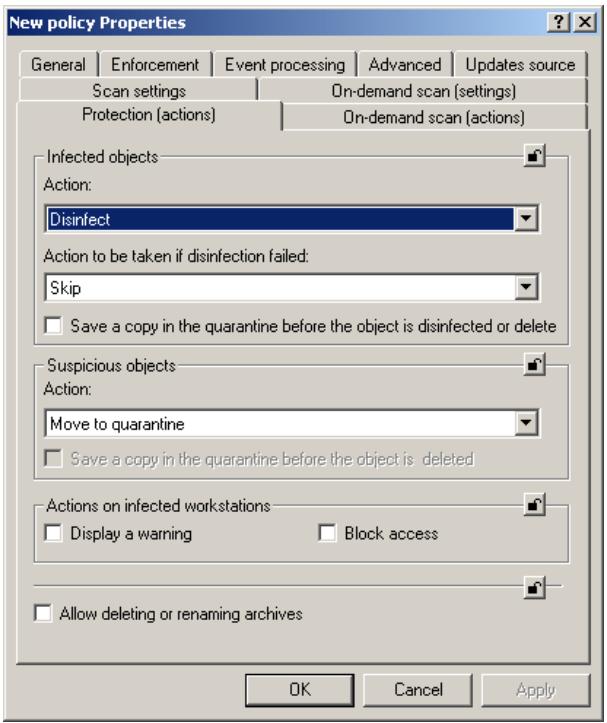 KASPERSKY ANTI-VIRUS 5.7 - Selecting actions for the real-time protection task - 1