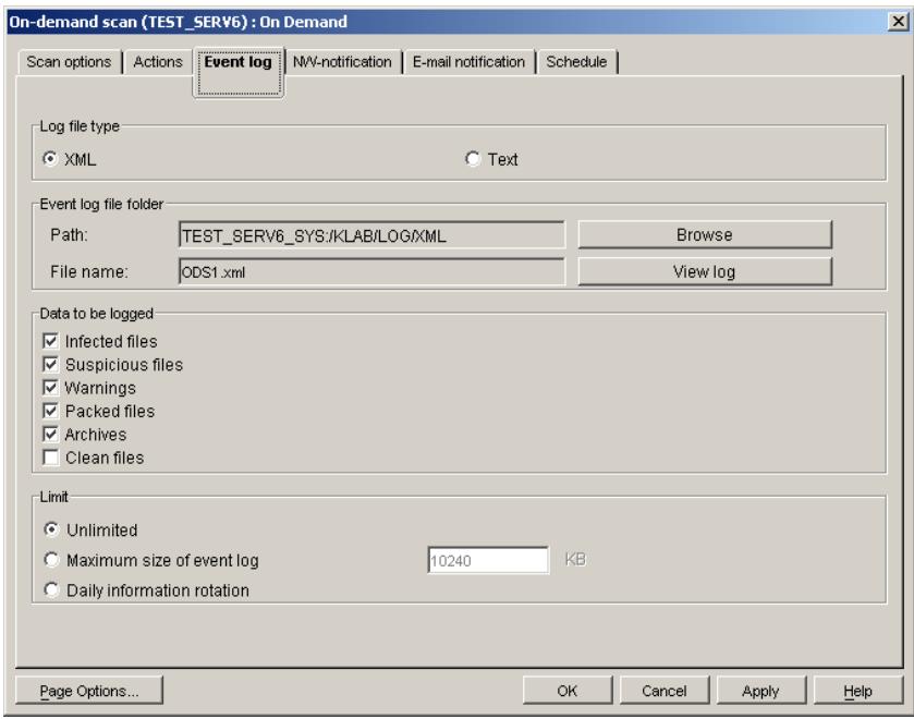 KASPERSKY ANTI-VIRUS 5.7 - B.2.3. The Event log Tab - 1