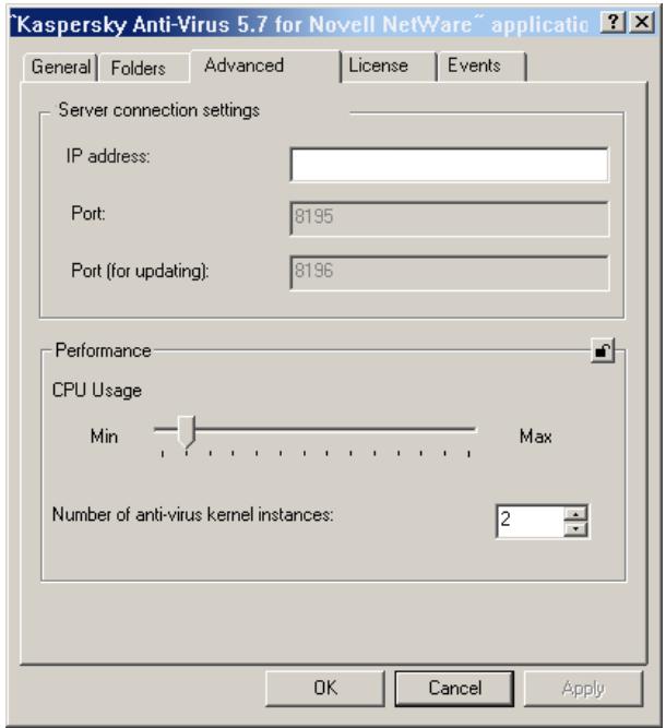 KASPERSKY ANTI-VIRUS 5.7 - Viewing connection settings and CPU usage - 1