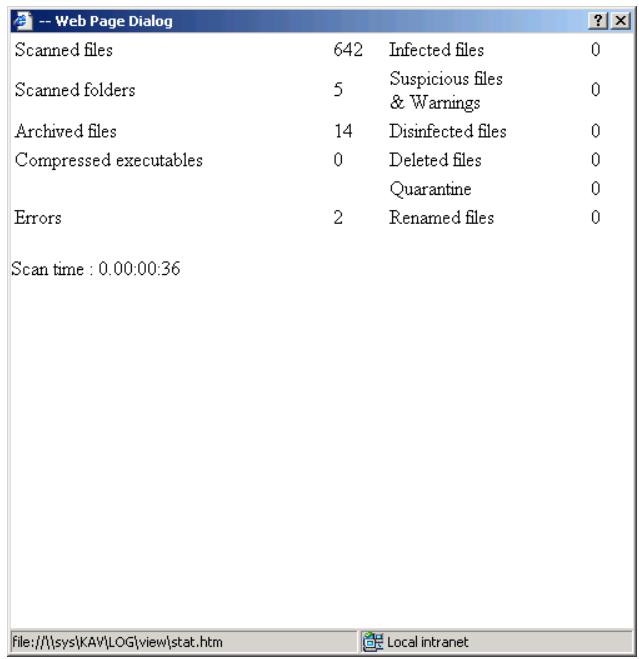KASPERSKY ANTI-VIRUS 5.7 - Viewing the server scanning results - 3