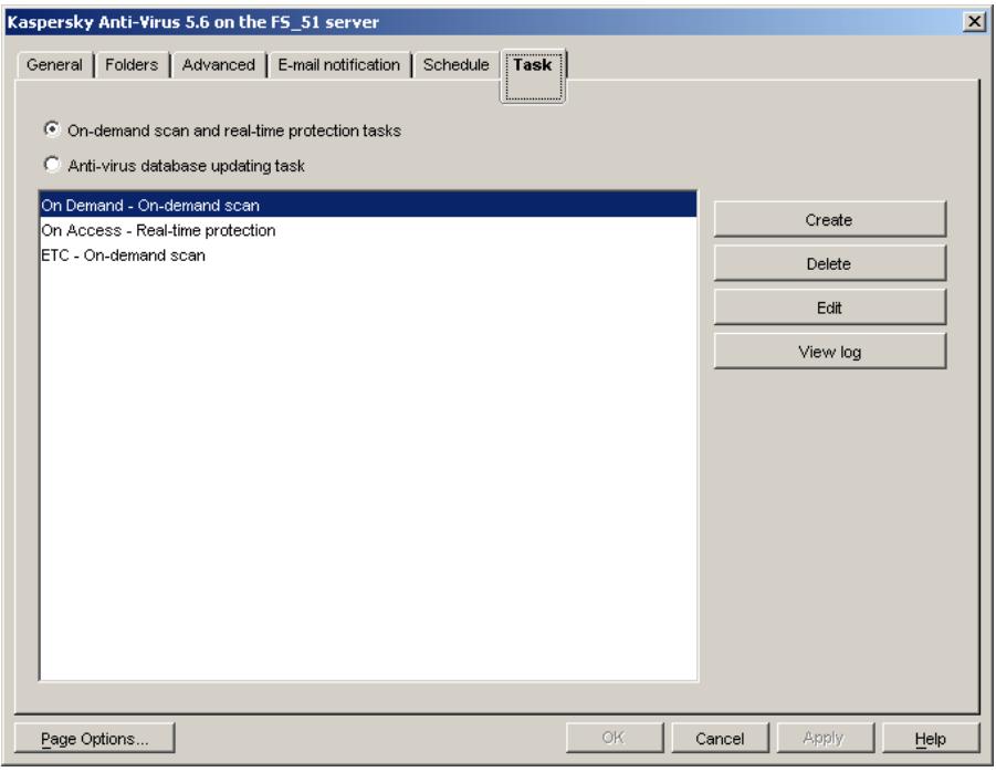 KASPERSKY ANTI-VIRUS 5.7 - A.6. The Task Tab - 1