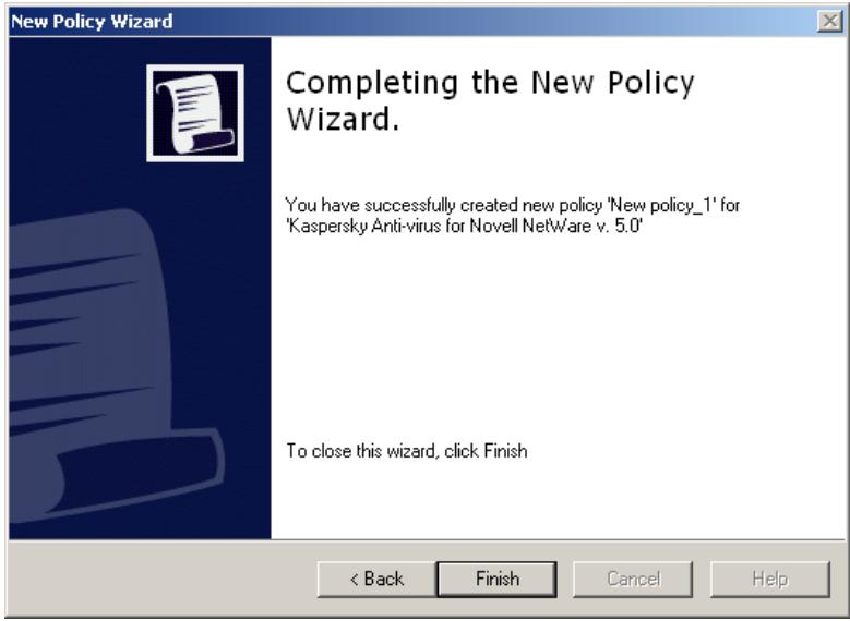 KASPERSKY ANTI-VIRUS 5.7 - Finishing creating a policy - 1