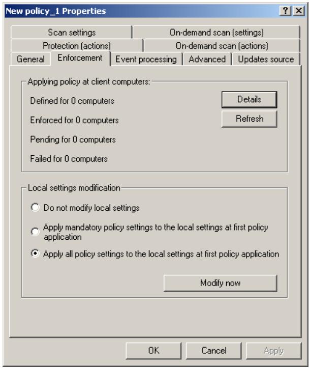 KASPERSKY ANTI-VIRUS 5.7 - Viewing policy enforcement results - 1