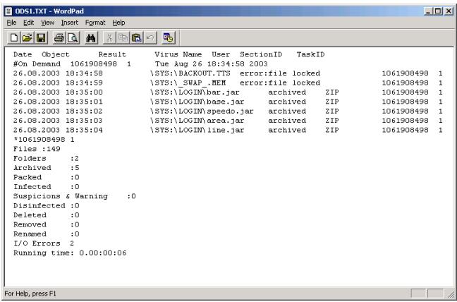 KASPERSKY ANTI-VIRUS 5.7 - Viewing the server scanning results - 1
