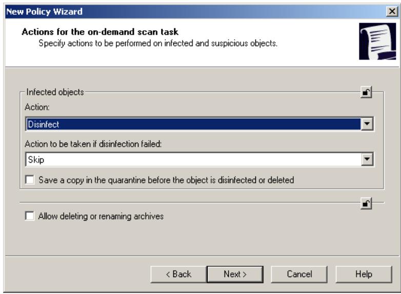 KASPERSKY ANTI-VIRUS 5.7 - Specifying actions for the real-time protection task - 1