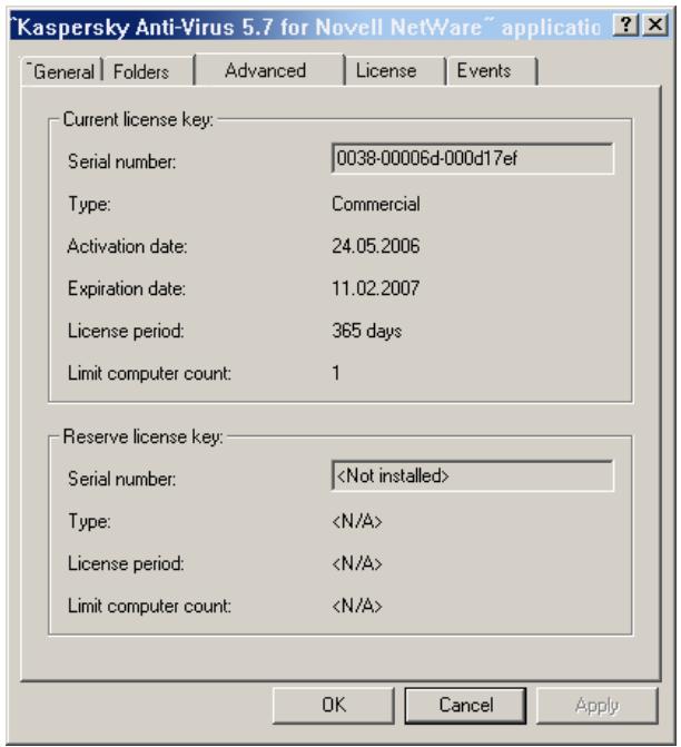 KASPERSKY ANTI-VIRUS 5.7 - Viewing information about license keys - 1
