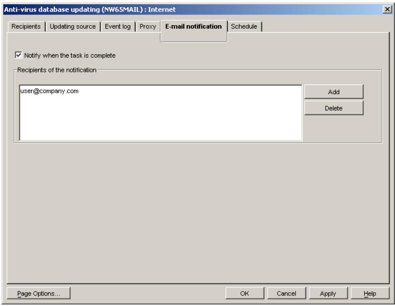 KASPERSKY ANTI-VIRUS 5.7 - B.1.6. The E-mail notification tab - 1