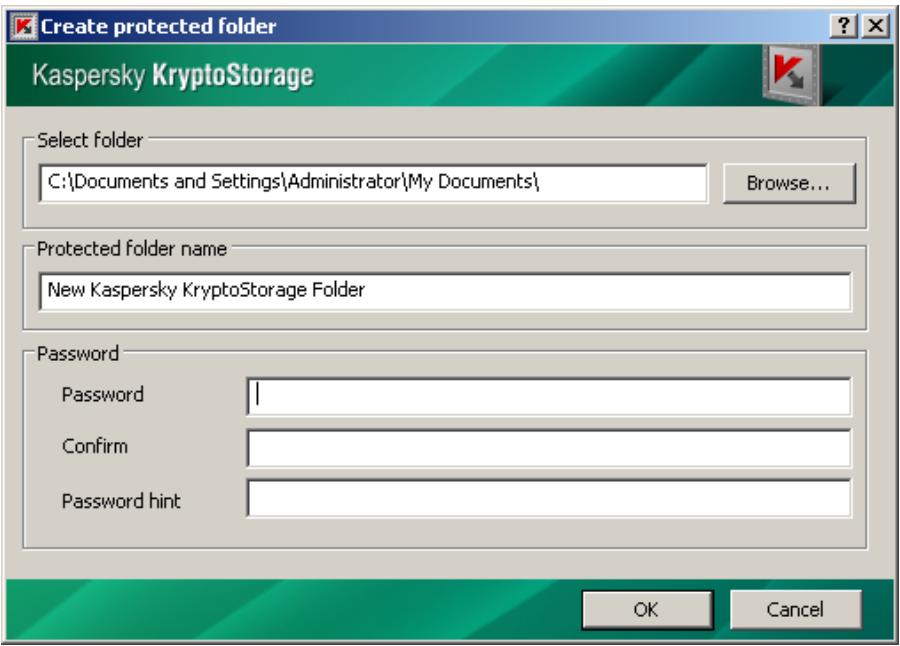 KASPERSKY KRYPTOSTORAGE 1.0 - To create a protected folder: - 1