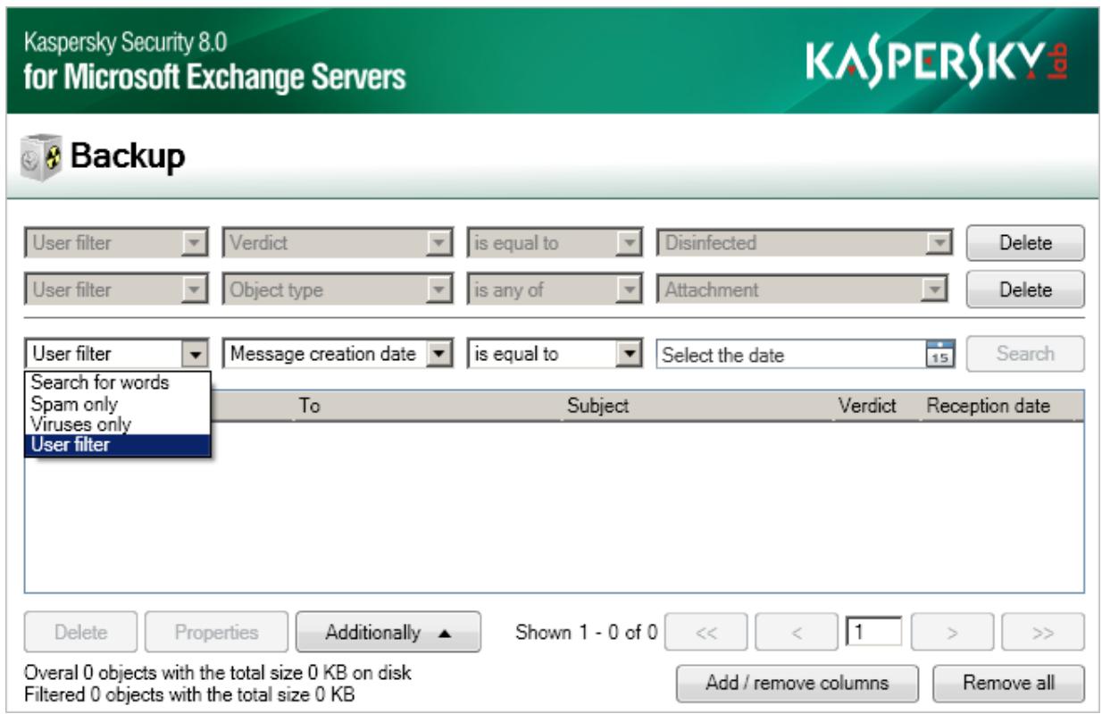 KASPERSKY SECURITY FOR MICROSOFT EXCHANGE SERVERS - FILTERING OF BACKUP - 1