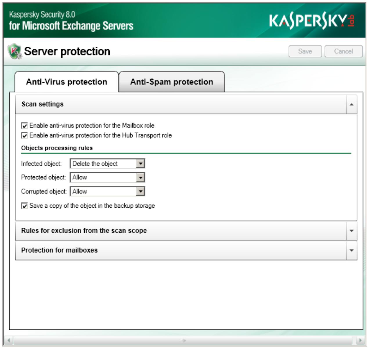 KASPERSKY SECURITY FOR MICROSOFT EXCHANGE SERVERS - APPLICATION START AND STOP - 1