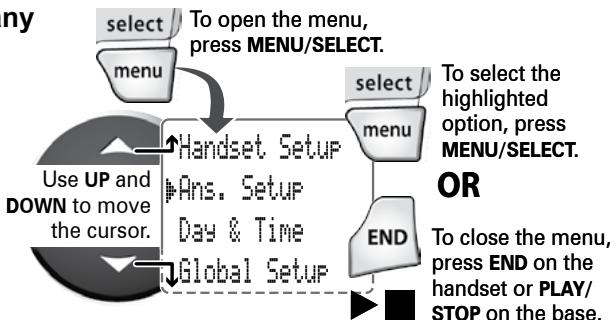 UNIDEN DECT2188 - Using the Menu - 1