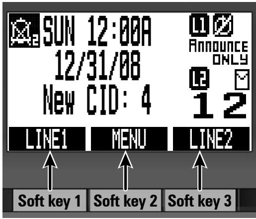 UNIDEN DECT4086 - Soft keys with the phone in standby - 1
