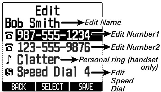 UNIDEN DECT4086 - Editing an existing entry - 1