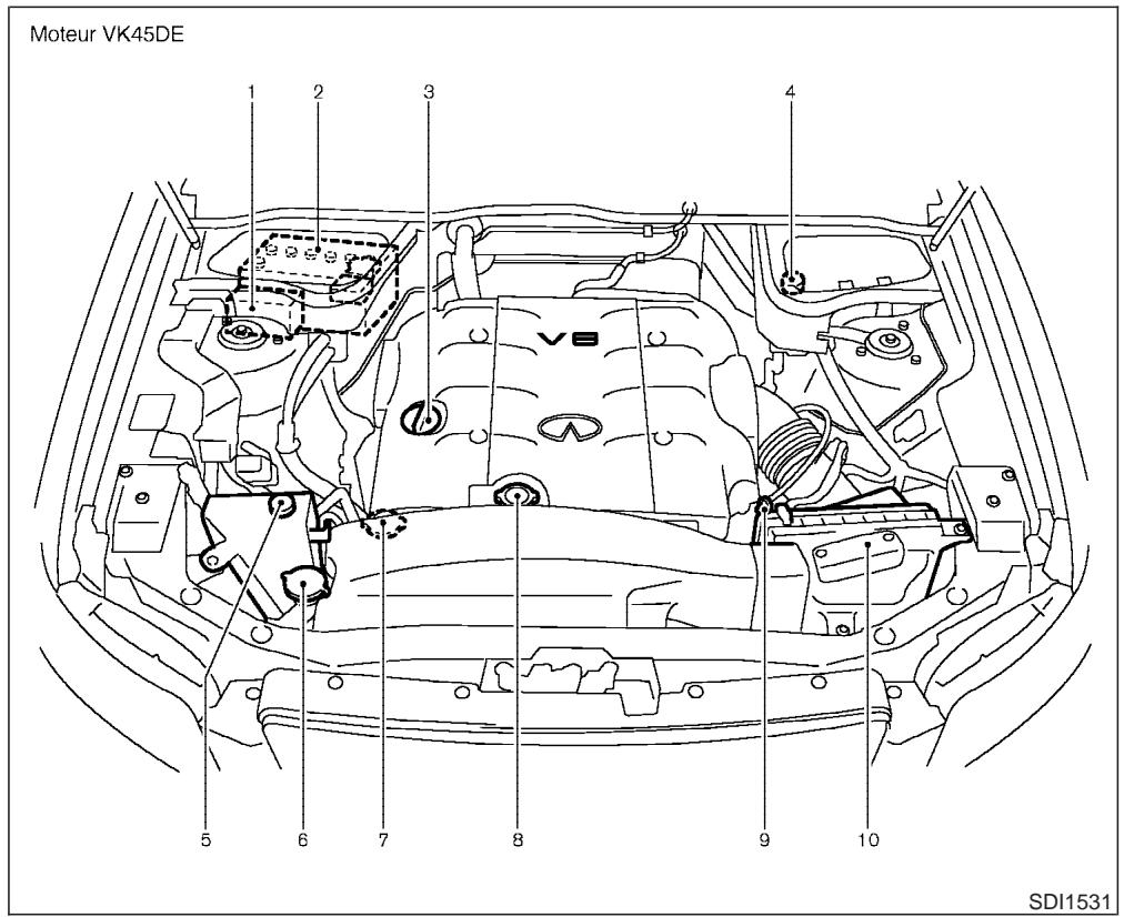 INFINITI FX35 - POINTS De verification dans le compartiment-moteur - 2