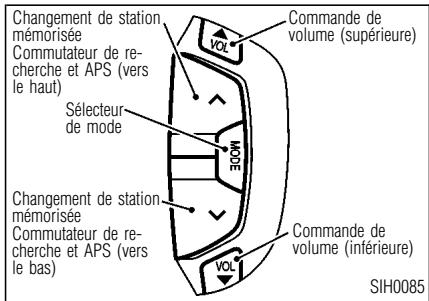 INFINITI I30 - Commutateur de la commande AUDIO sur le VOLANT (si le véhicule en est équipé) - 1