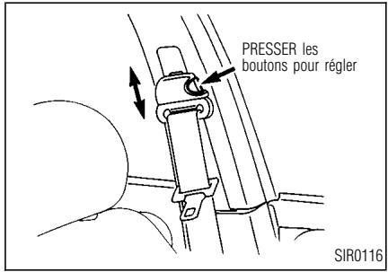 INFINITI I30 - Réglage de la hauteur de la ceinture thoracique (sièges avant) - 1