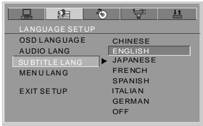 NEXT BASE SDV285-SD - SUBTITLE LANGUAGE - 1