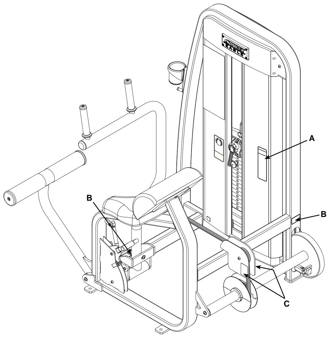 CYBEX INTERNATIONAL 11090_ABDOMINAL - Warning/Caution Decals - 2