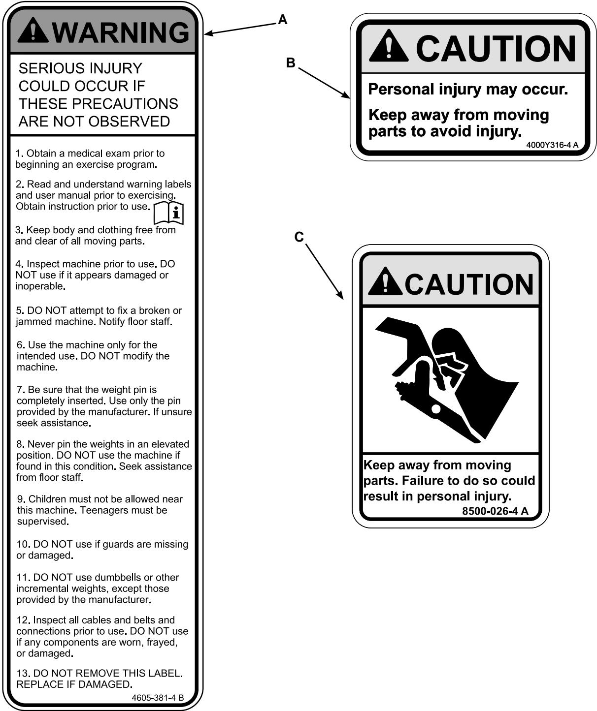 CYBEX INTERNATIONAL 11090_ABDOMINAL - Warning/Caution Decals - 1