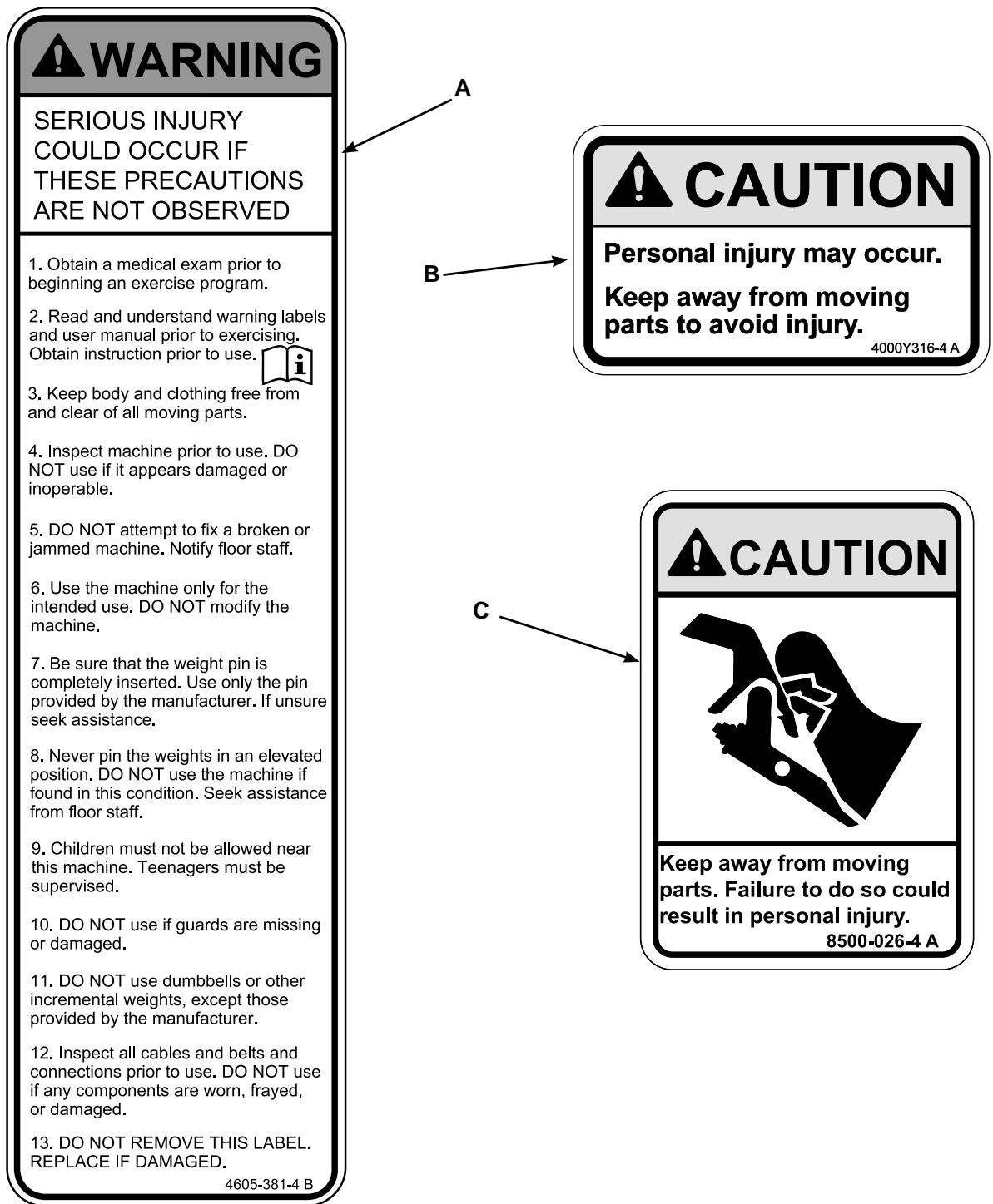 CYBEX INTERNATIONAL 11100_BACK EXTENSION - Warning/Caution Decals - 1