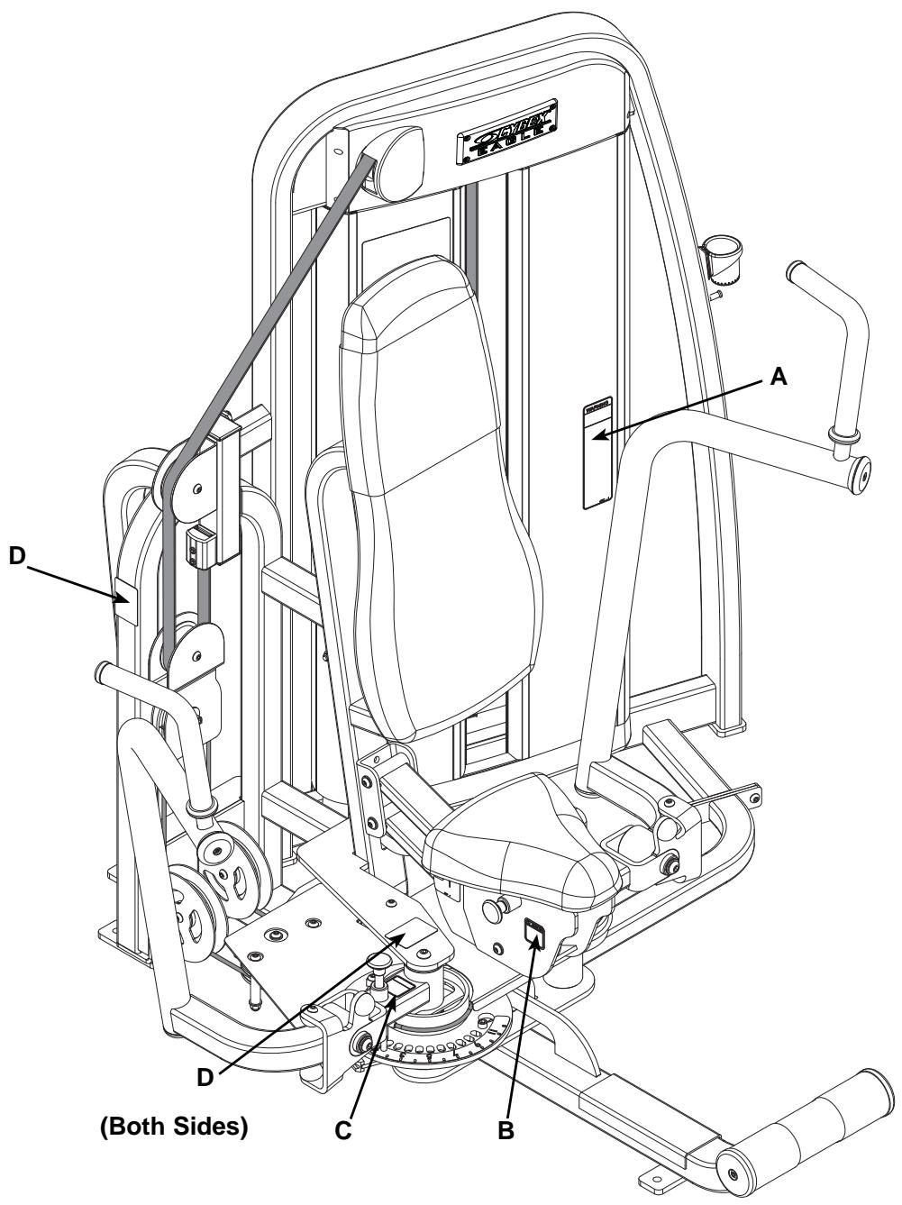 CYBEX INTERNATIONAL 11111_FLY-REAR DELT - Warning/Caution Decals - 2