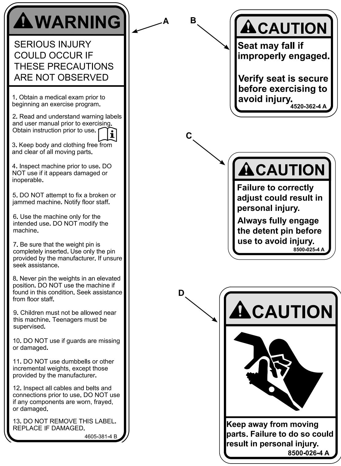 CYBEX INTERNATIONAL 11111_FLY-REAR DELT - Warning/Caution Decals - 1