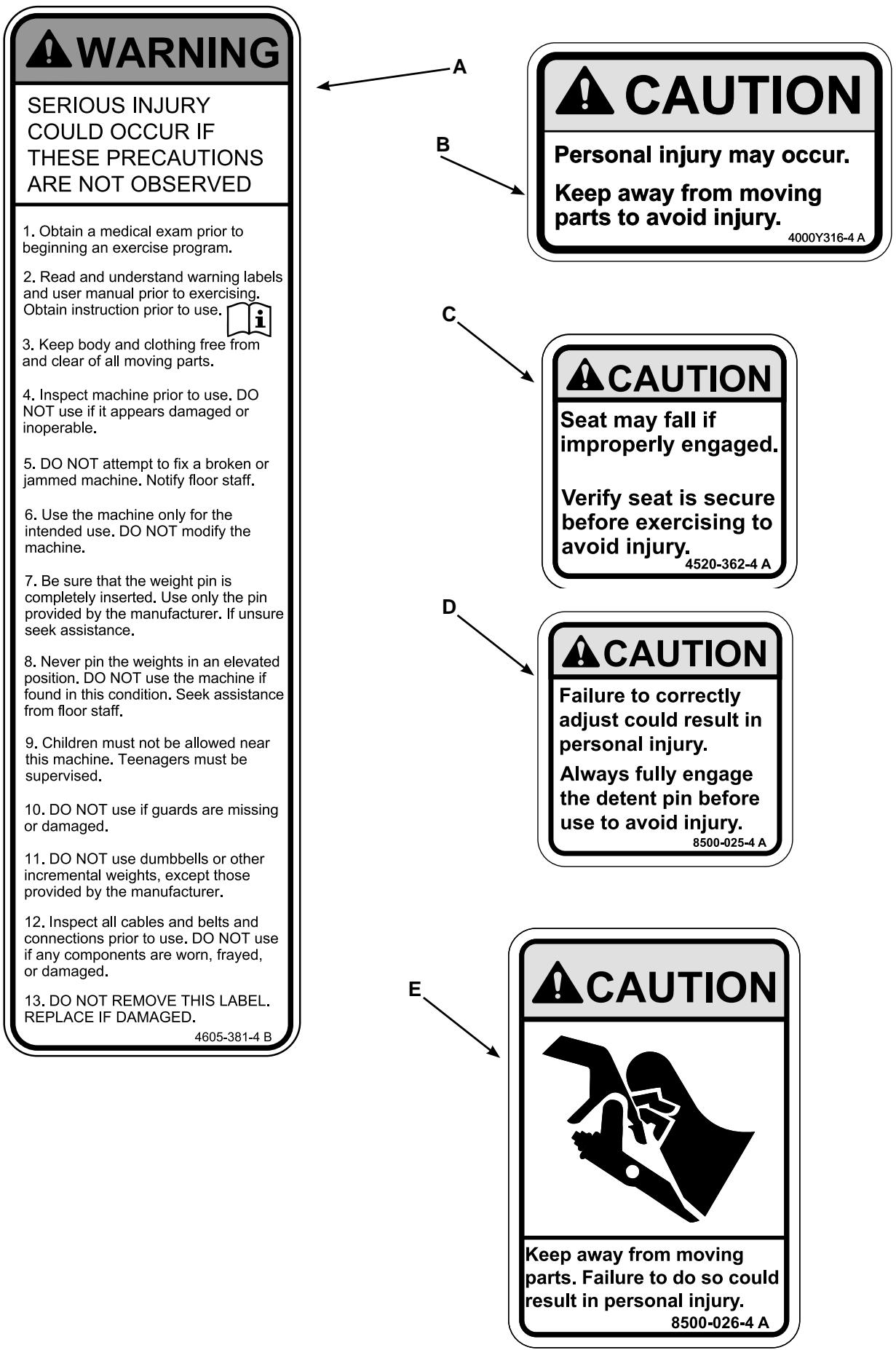 CYBEX INTERNATIONAL 11160_LAT RAISE - Warning/Caution Decals - 1