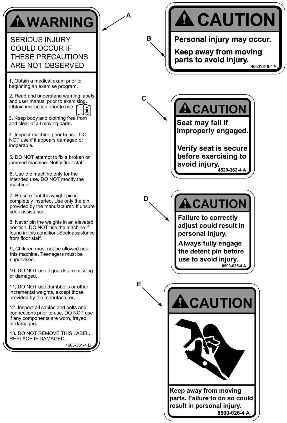 CYBEX INTERNATIONAL 11190_TORSO - Warning/Caution Decals - 1