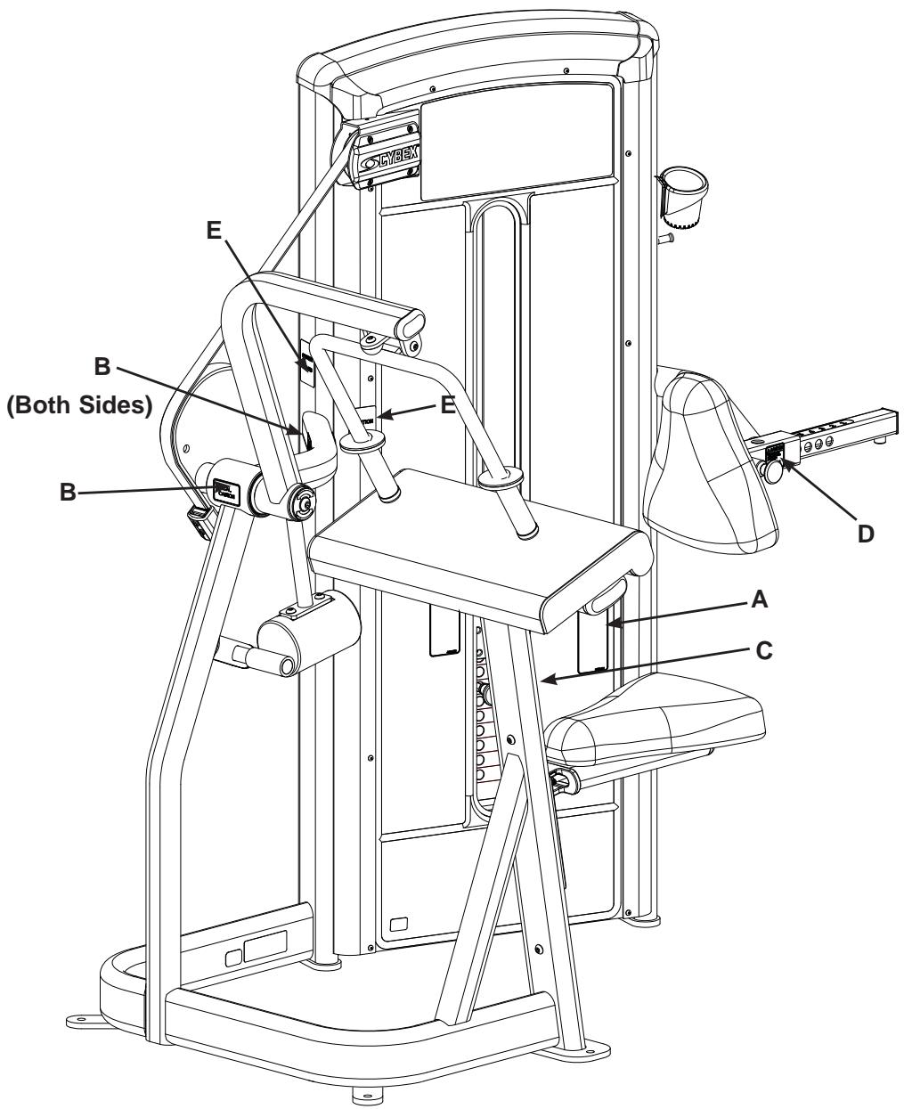 CYBEX INTERNATIONAL 12080 ARM EXTENSION - Warning/Caution Decals - 2