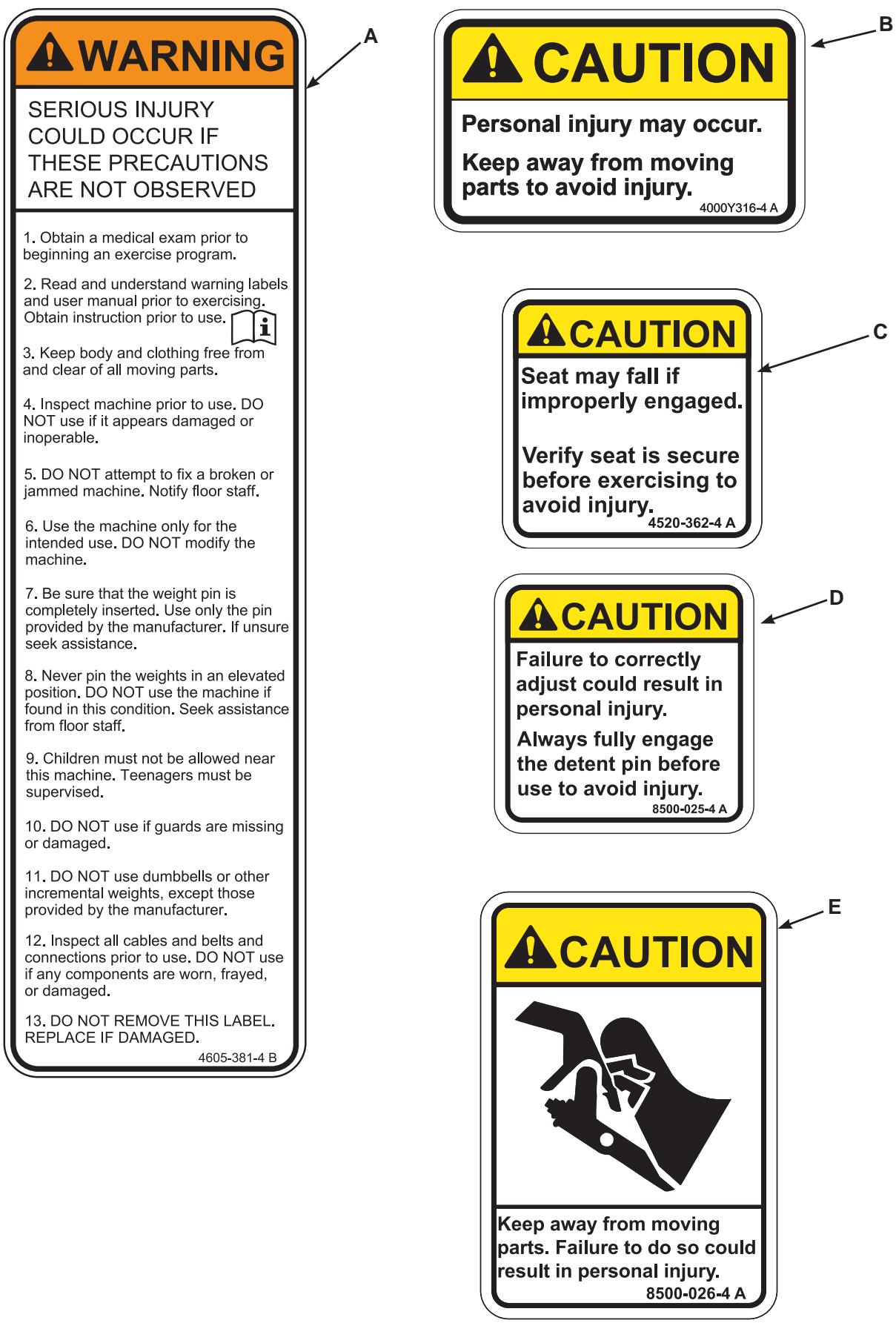 CYBEX INTERNATIONAL 12080 ARM EXTENSION - Warning/Caution Decals - 1