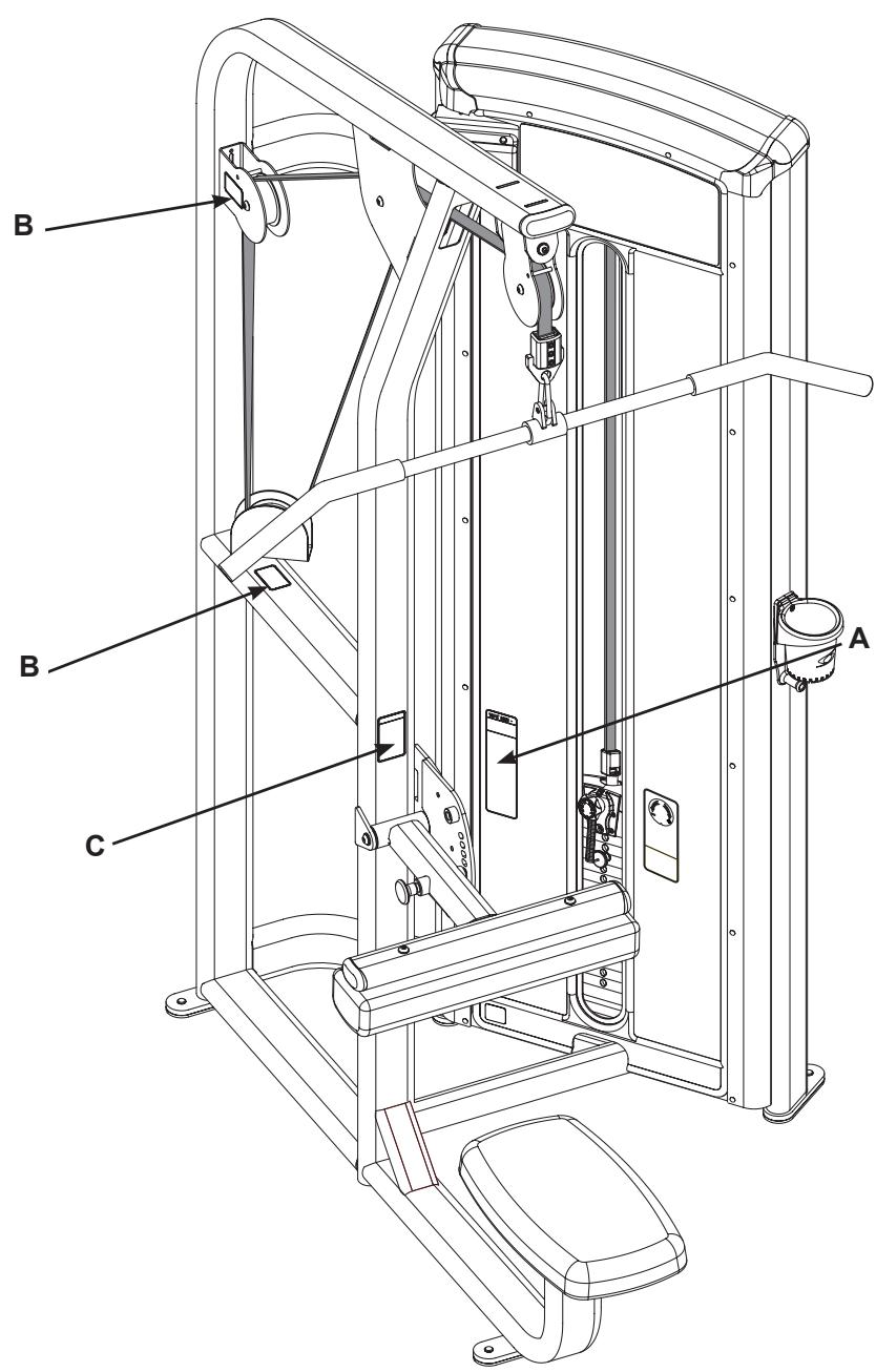 CYBEX INTERNATIONAL 12130 LAT PULL - Warning/Caution Decals - 2