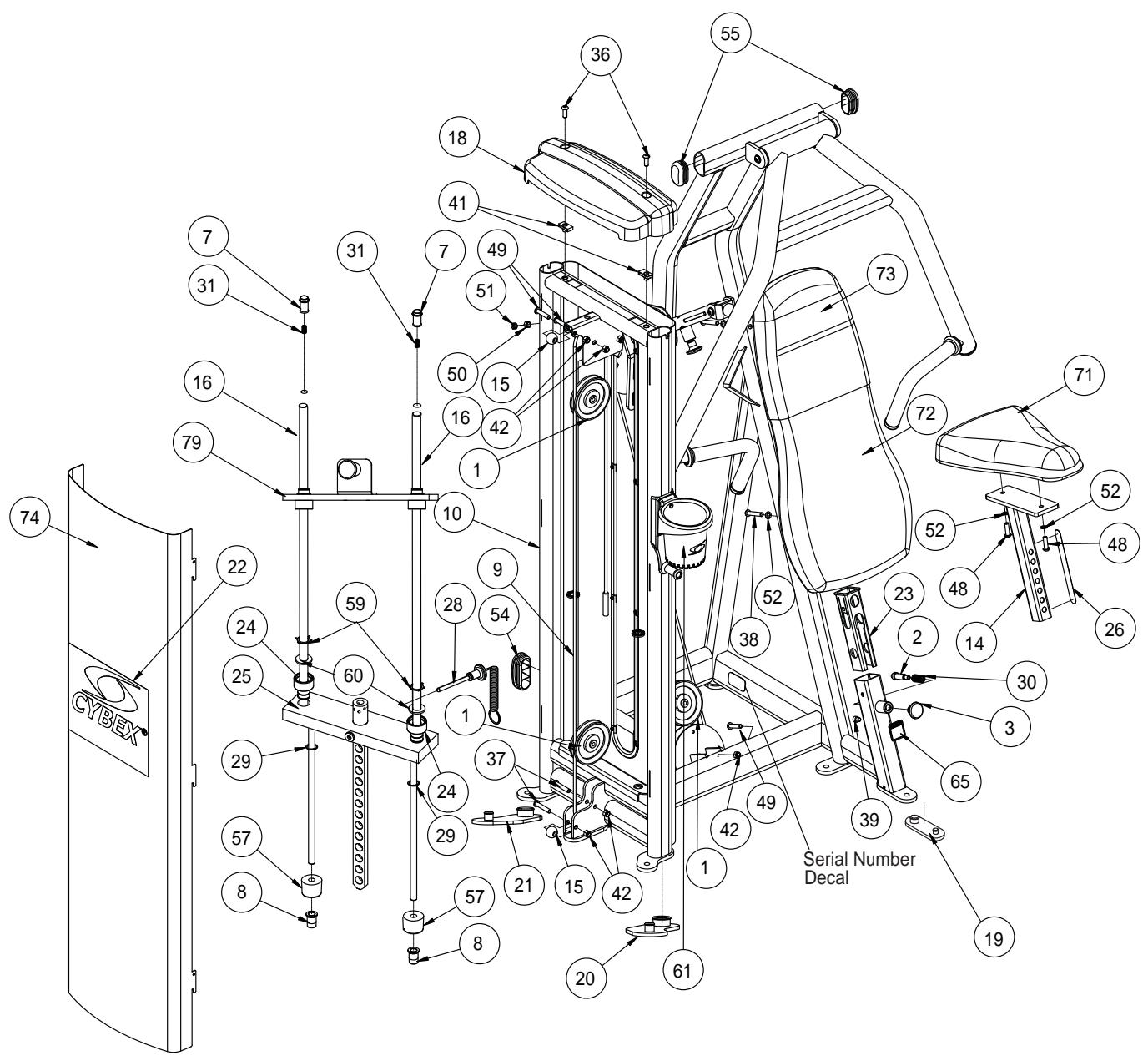 CYBEX INTERNATIONAL 13000 CHEST PRESS - *Language Key - 1