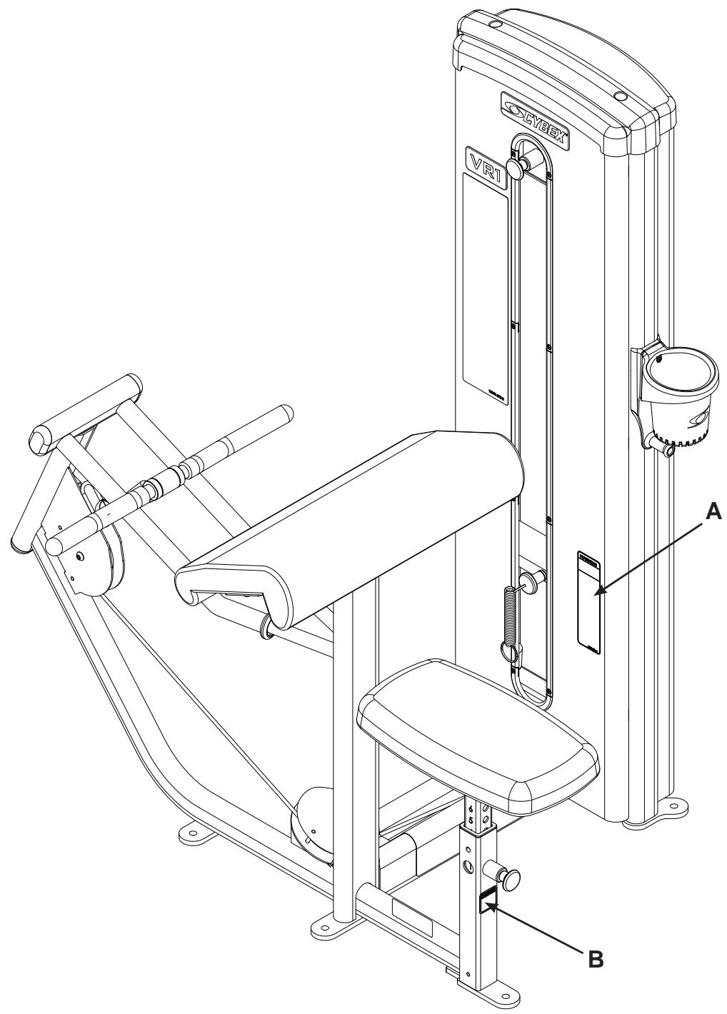 CYBEX INTERNATIONAL 13070 ARM CURL - Warning/Caution Decals - 2
