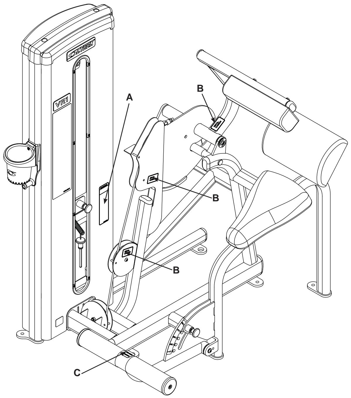 CYBEX INTERNATIONAL 13100 BACK EXTENSION - WARNING - 3