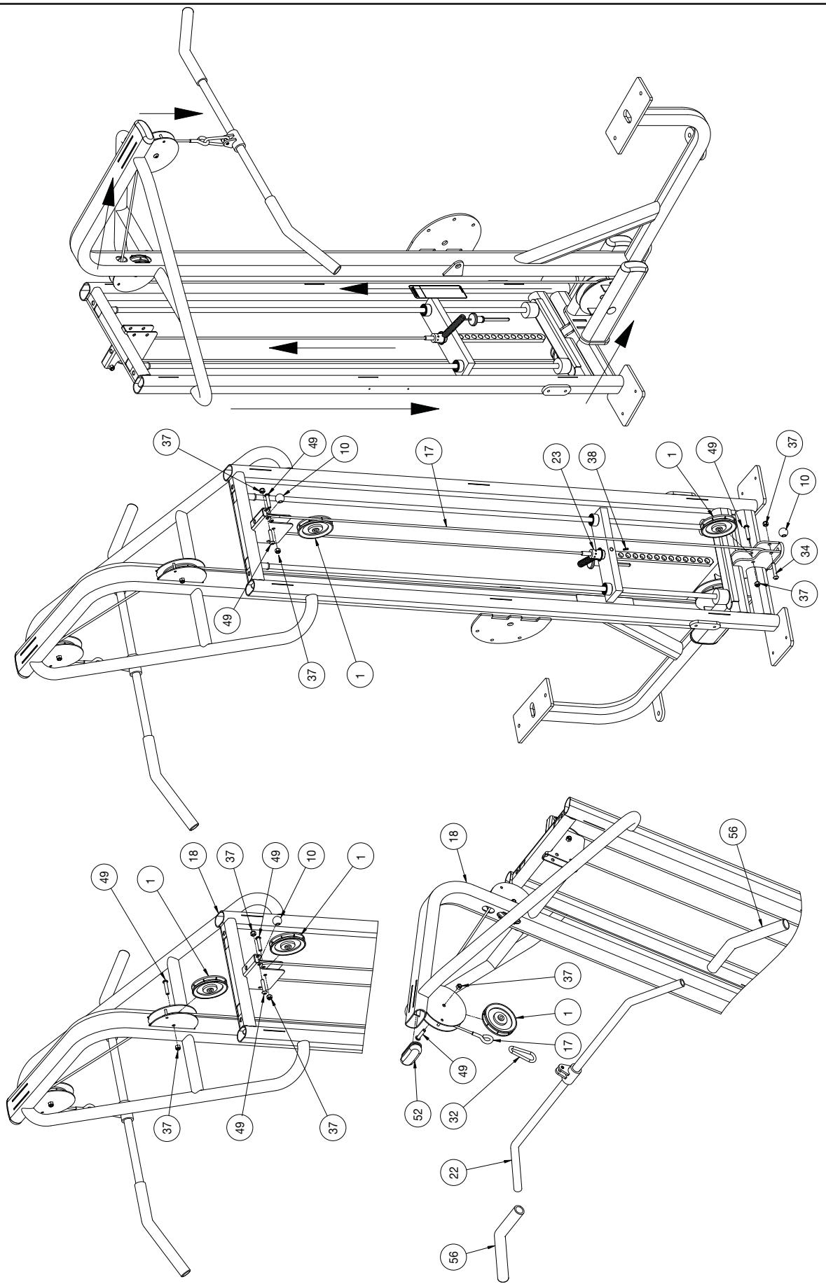 CYBEX INTERNATIONAL 13130 LAT PULL - LAT PULL CABLE ROUTING DETAIL - 1