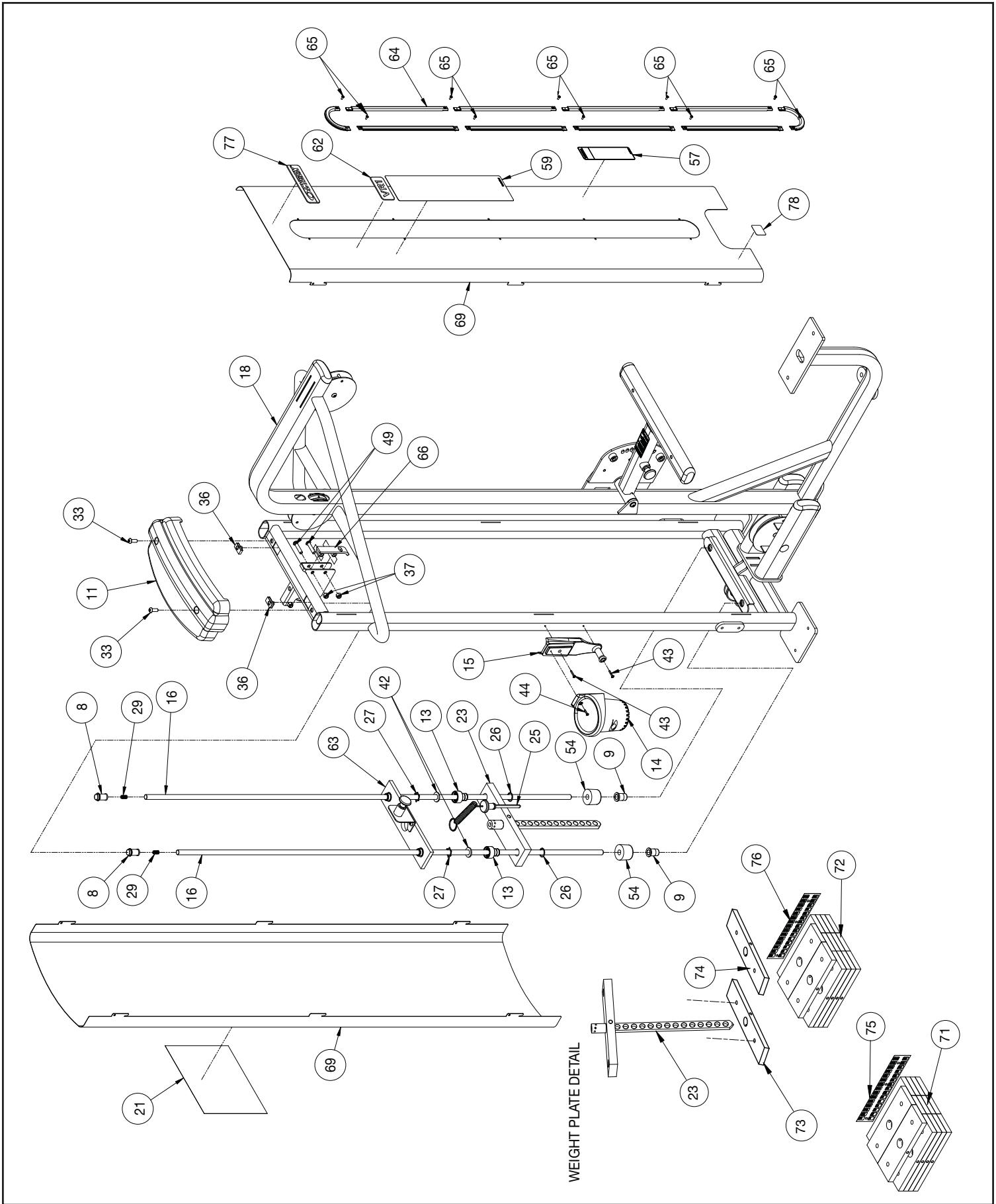 CYBEX INTERNATIONAL 13130 LAT PULL - LAT PULL PANEL AND WEIGHT PACK DETAIL - 1