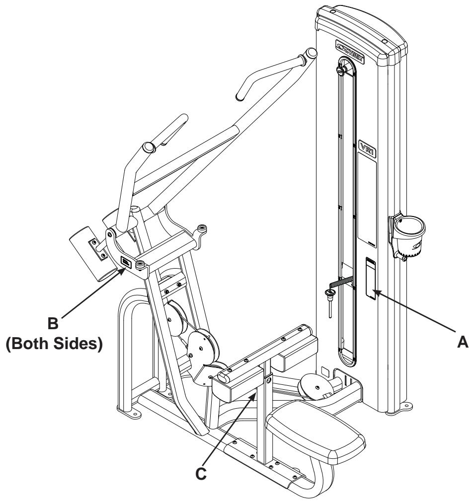CYBEX INTERNATIONAL 13135 PULLDOWN - Warning/Caution Decals - 2