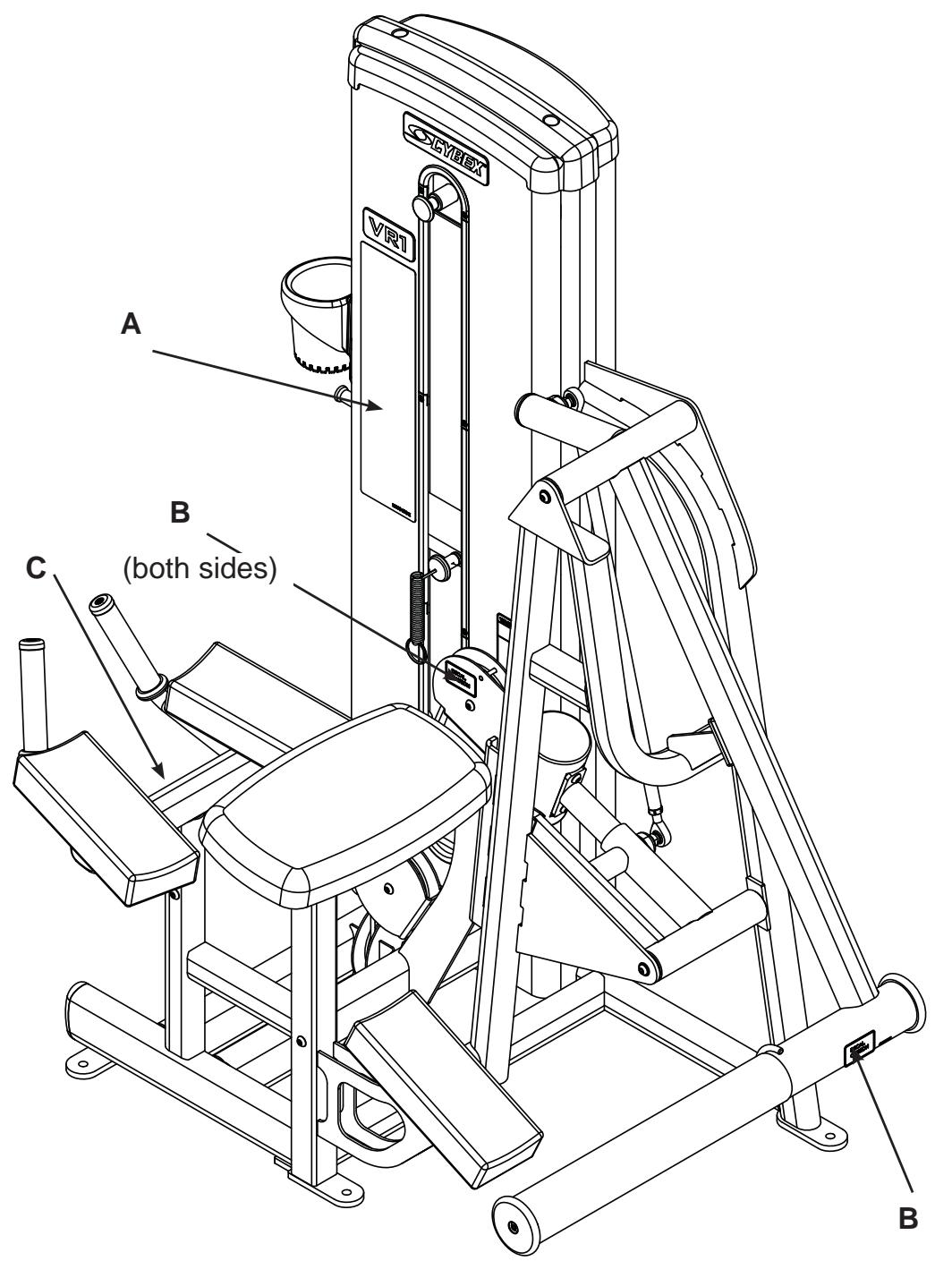 CYBEX INTERNATIONAL 13170 GLUTE - Warning/Caution Decals - 2