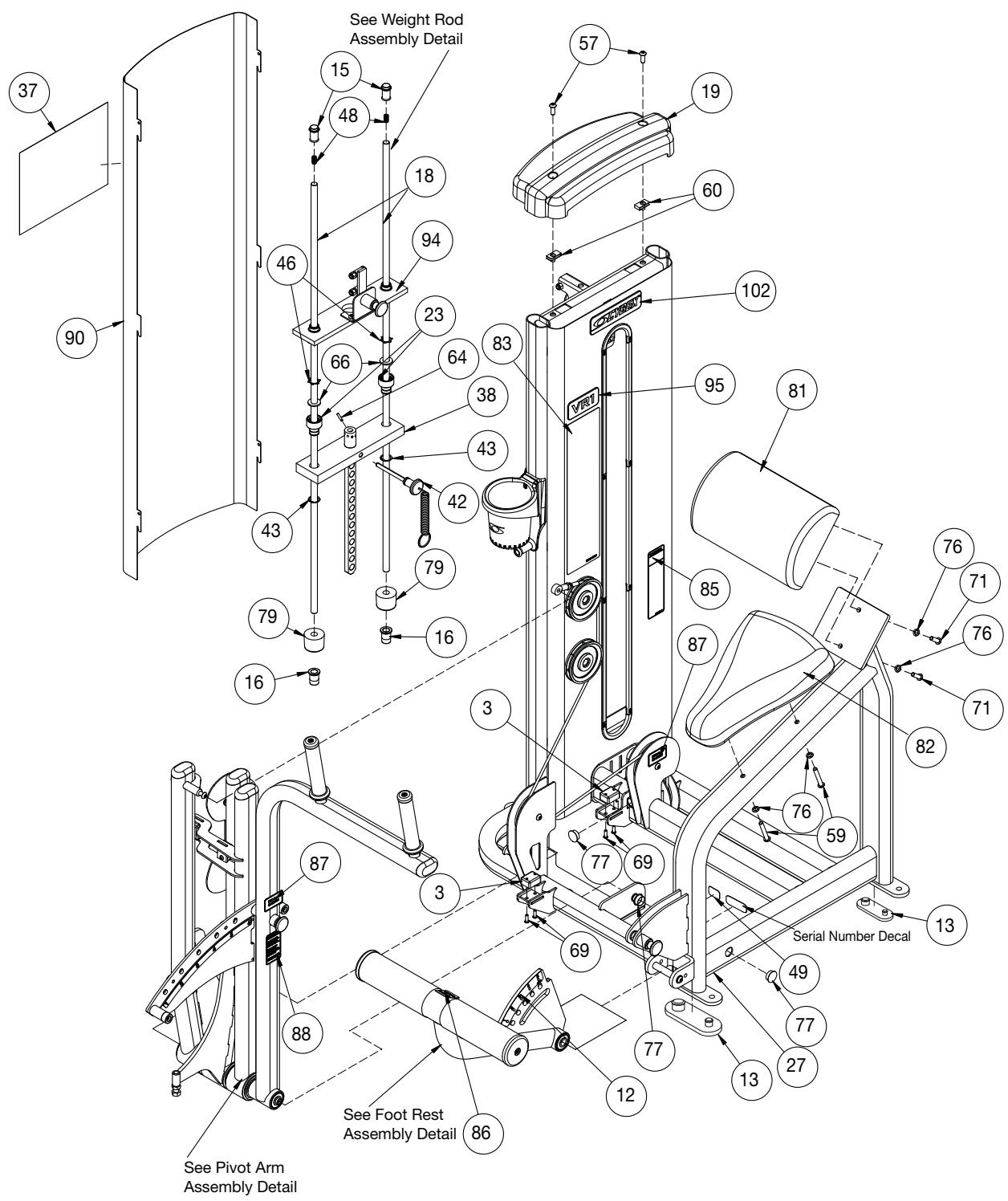 CYBEX INTERNATIONAL 13200 AB-BACK - ABDOMINAL/BACK MAIN ASSSEMBLY - 1