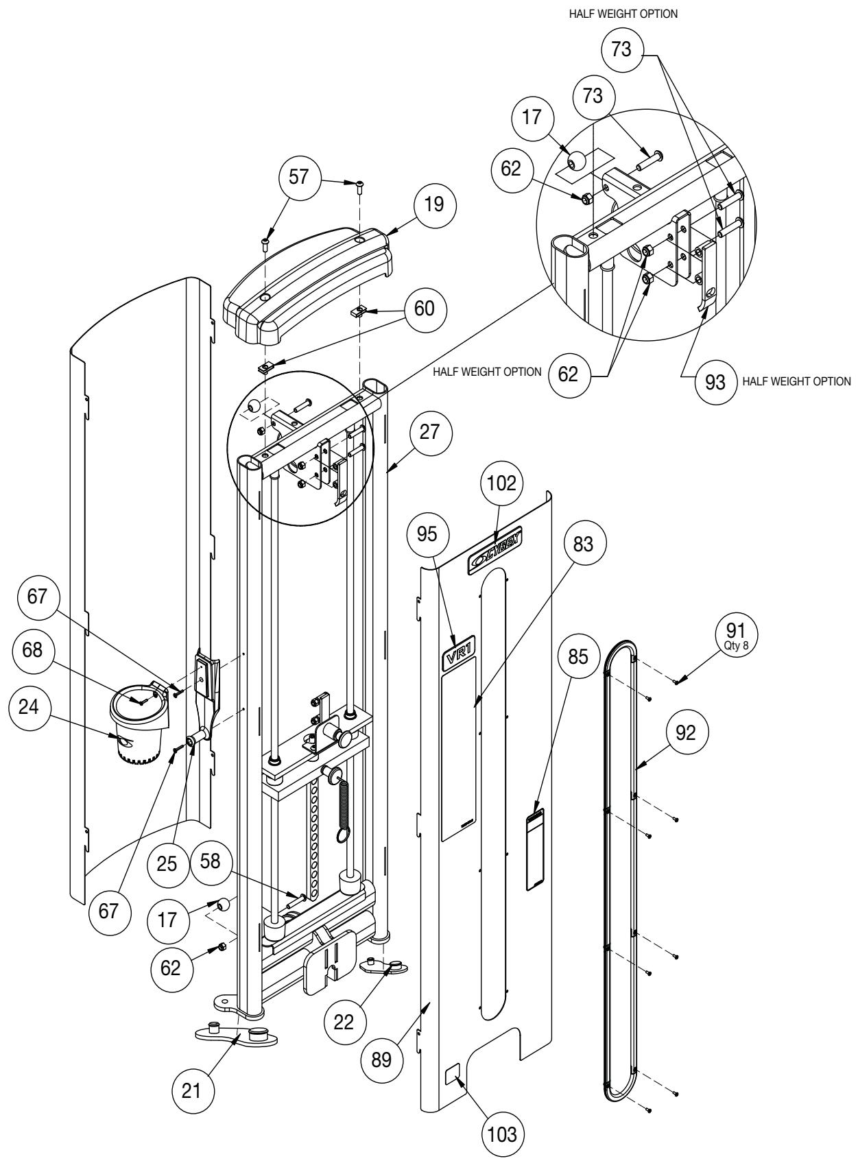 CYBEX INTERNATIONAL 13200 AB-BACK - ABDOMINAL/BACK MAIN ASSSEMBLY - 2