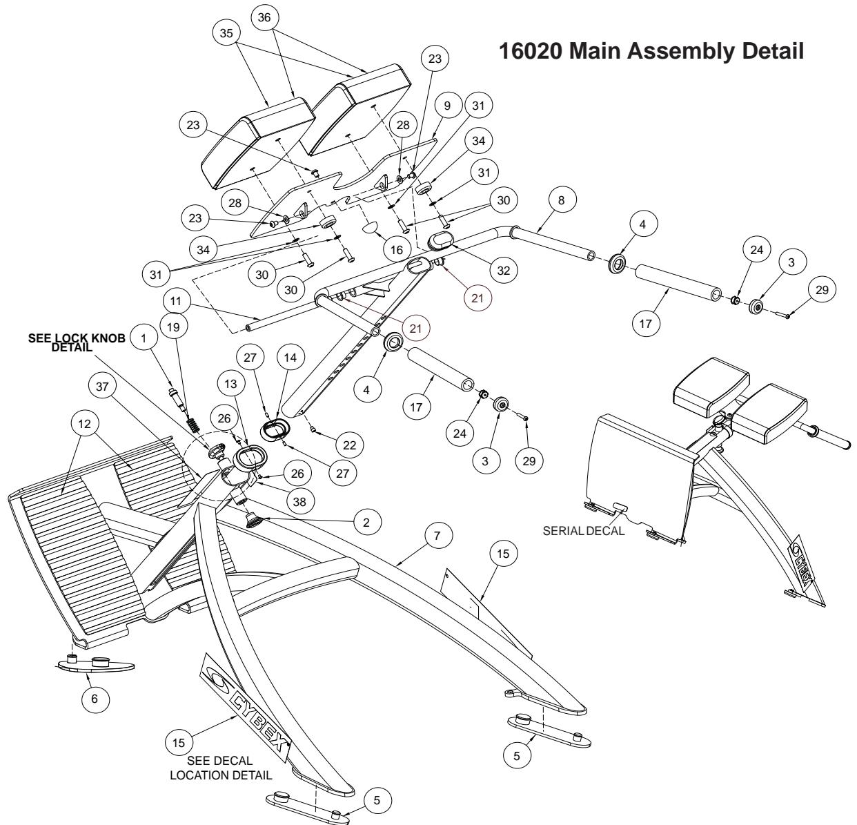 CYBEX INTERNATIONAL 16020 45 DEGREE BACK - PART NO. - 1