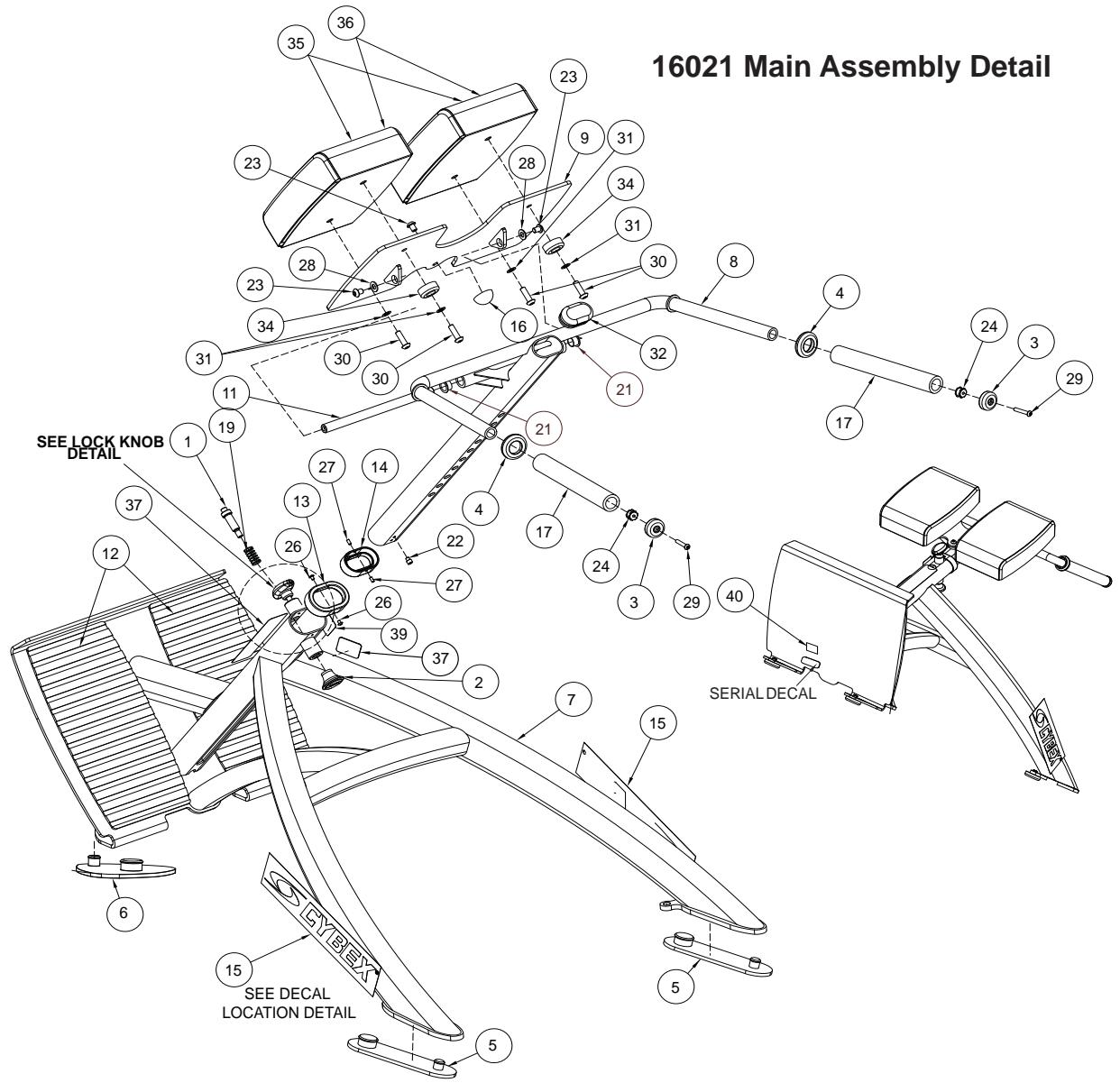 CYBEX INTERNATIONAL 16021 45 DEGREE BACK - PART NO. - 1