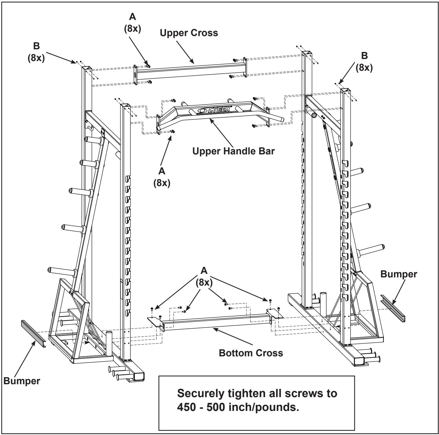 CYBEX INTERNATIONAL 19060_19070 COMBO RACK - Attach Plate Storage Rack. Attach Plate Tube. Repeat steps for other side. - 2