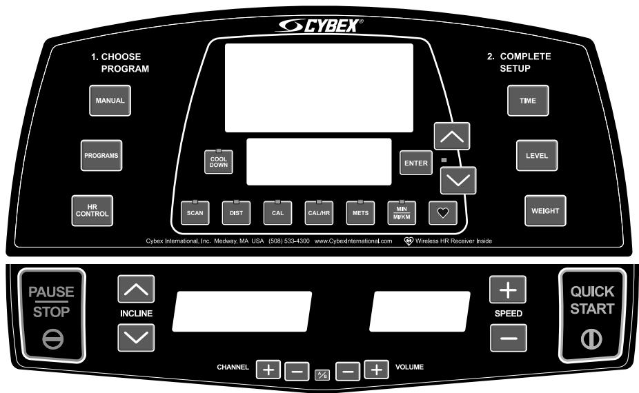CYBEX INTERNATIONAL 445T TREADMILL - WARNING: Do not stand on the running belt when starting the treadmill. Always place your feet on the two top steps when beginning a workout. - 1
