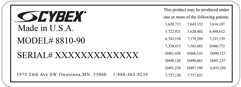 CYBEX INTERNATIONAL FT 325 - Ordering Parts - 1