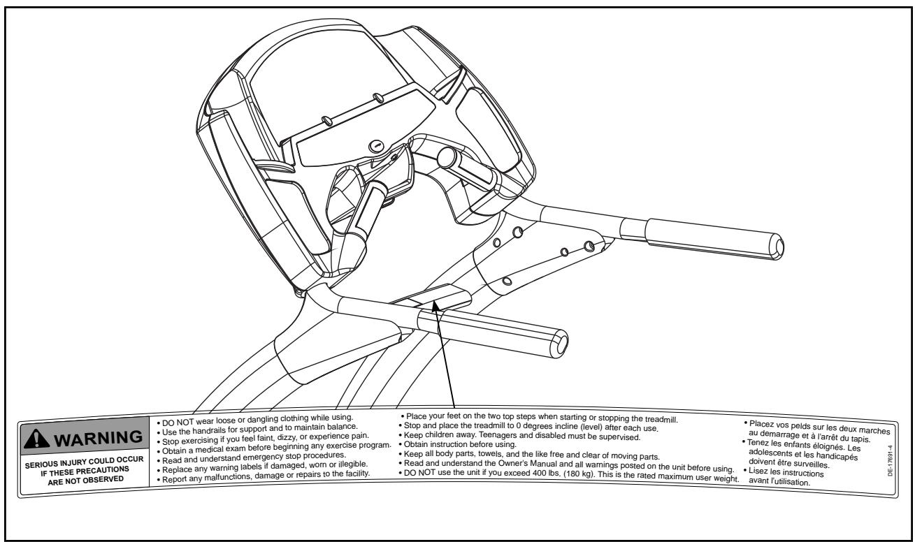 CYBEX INTERNATIONAL PRO3 (550T) TREADMILL - Warning Decals - 1